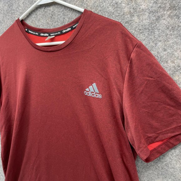 Adidas Shirt Men Large Adult Red Athletic Training Fit Gym Polyester Outdoors - Picture 4 of 12